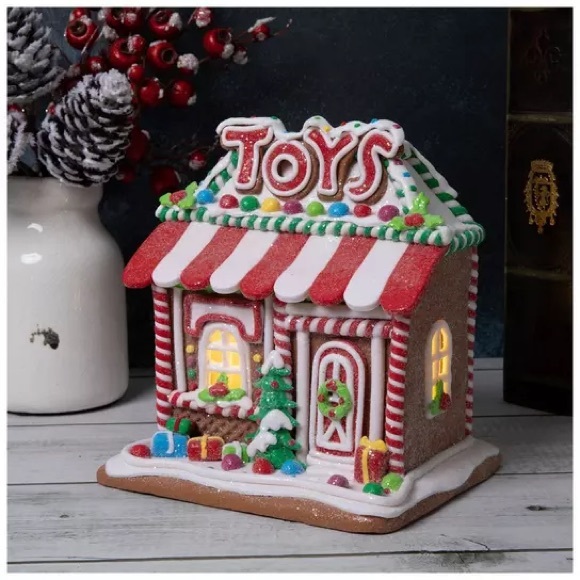 Light Up Gingerbread Toy Shop